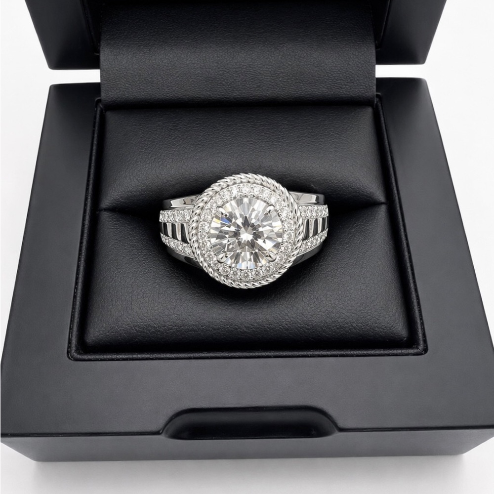 925 Sterling Silver 3.00CT MOISSANITE Halo Men’s Ring Size 10 or 12